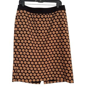 Talbots Pencil Skirt Black Brown Polka Dot Stretch Career Size 12
